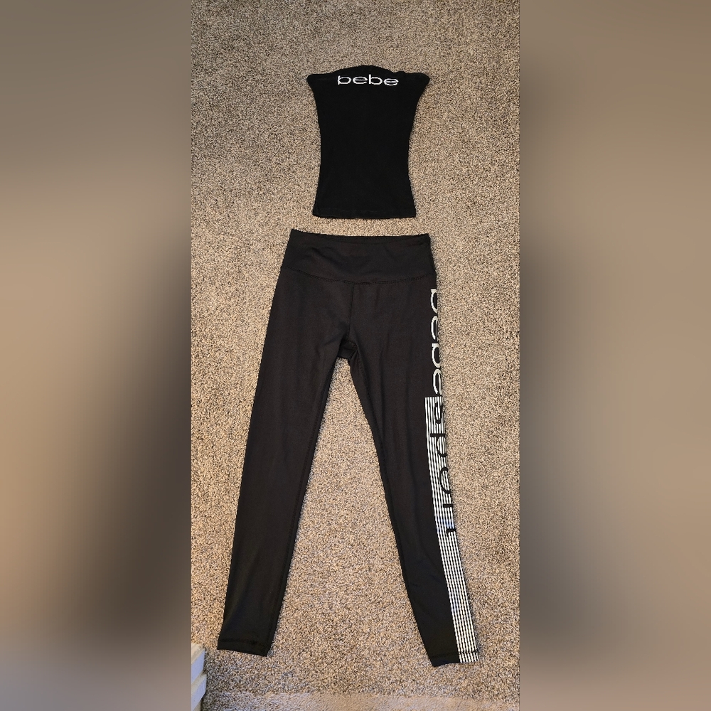 bebe Black Tube Top And Leggings